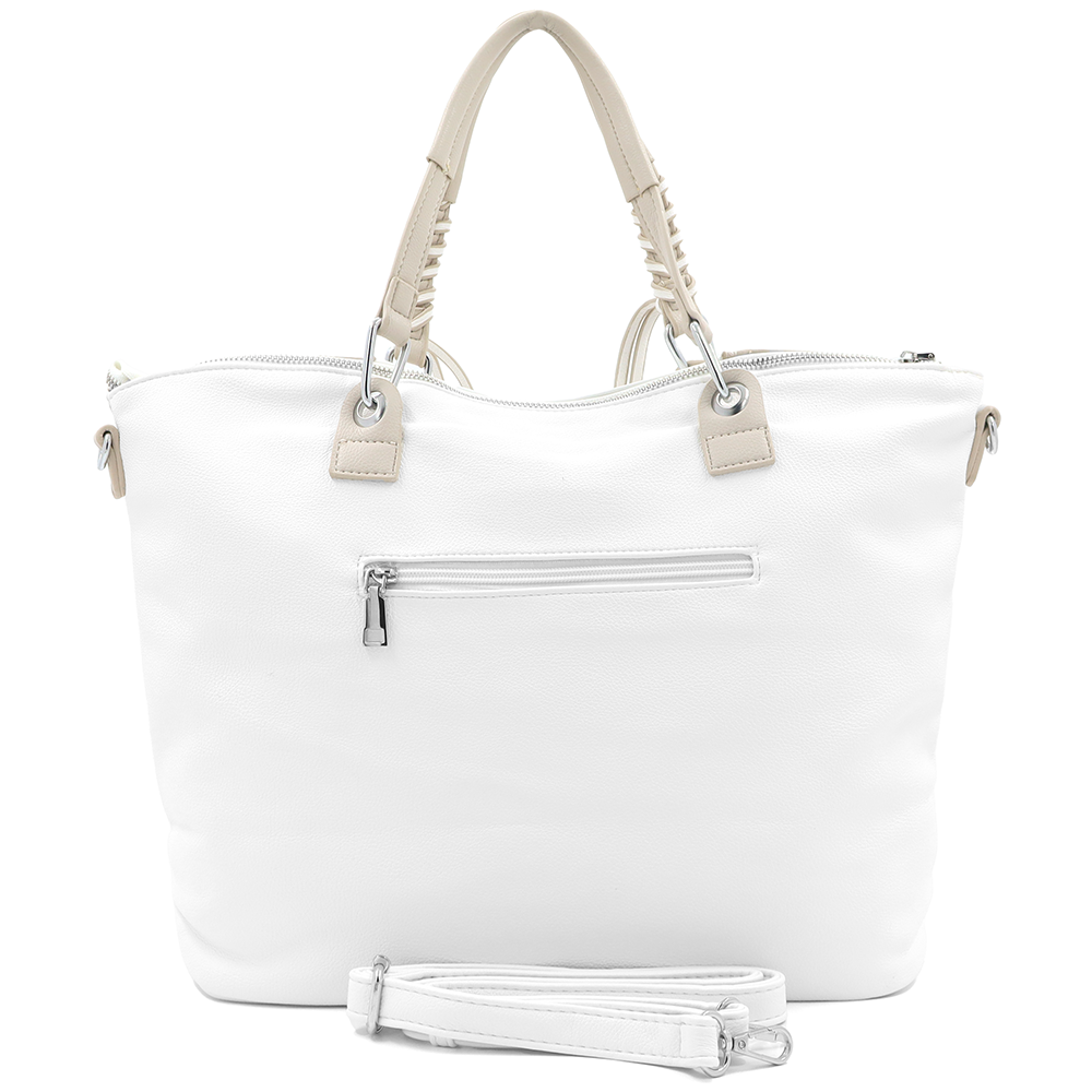 Nagy női táska – fehér/bézs