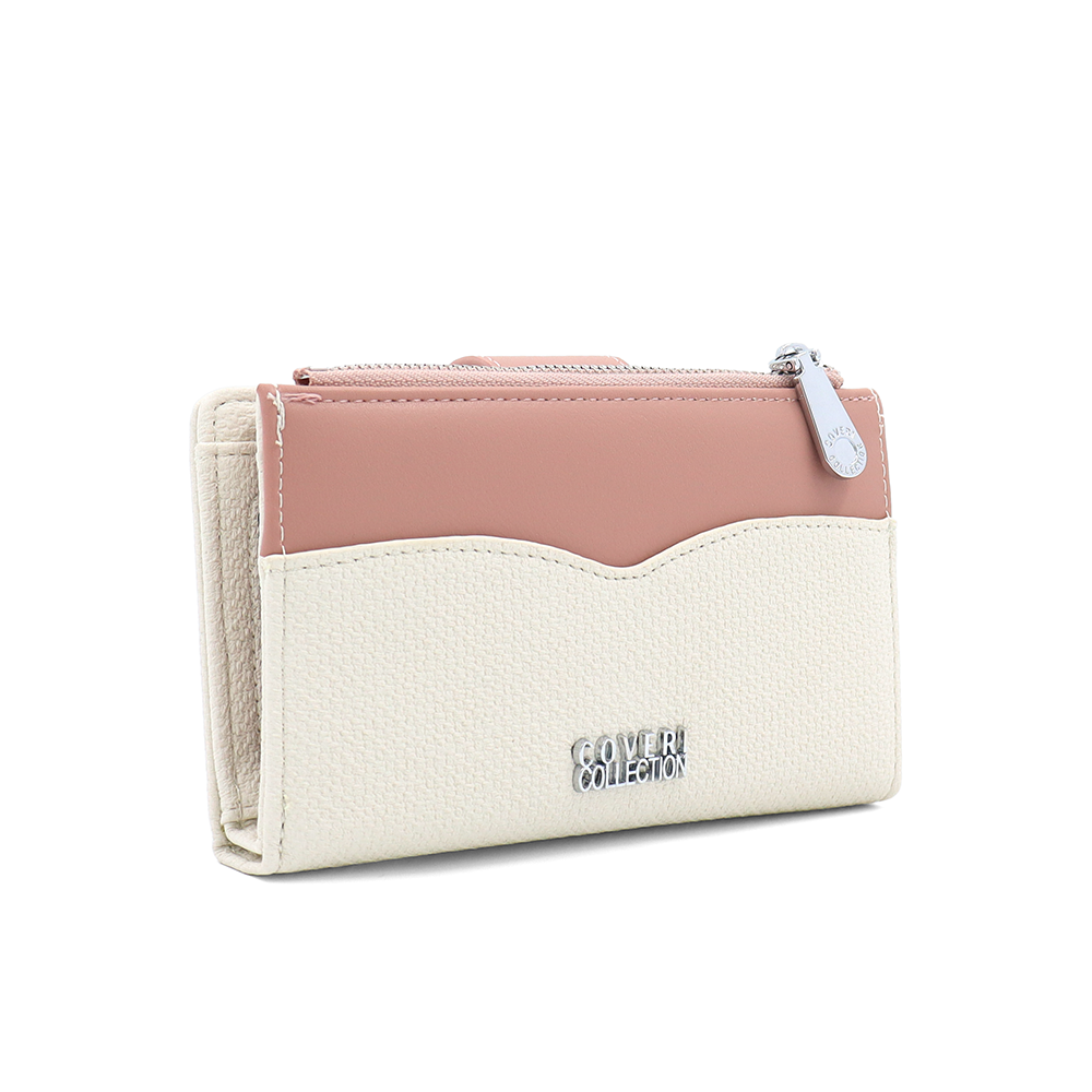 Női pénztárca sok rekesszel – bézs/rózsaszín