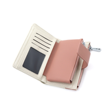 Női pénztárca sok rekesszel – bézs/rózsaszín