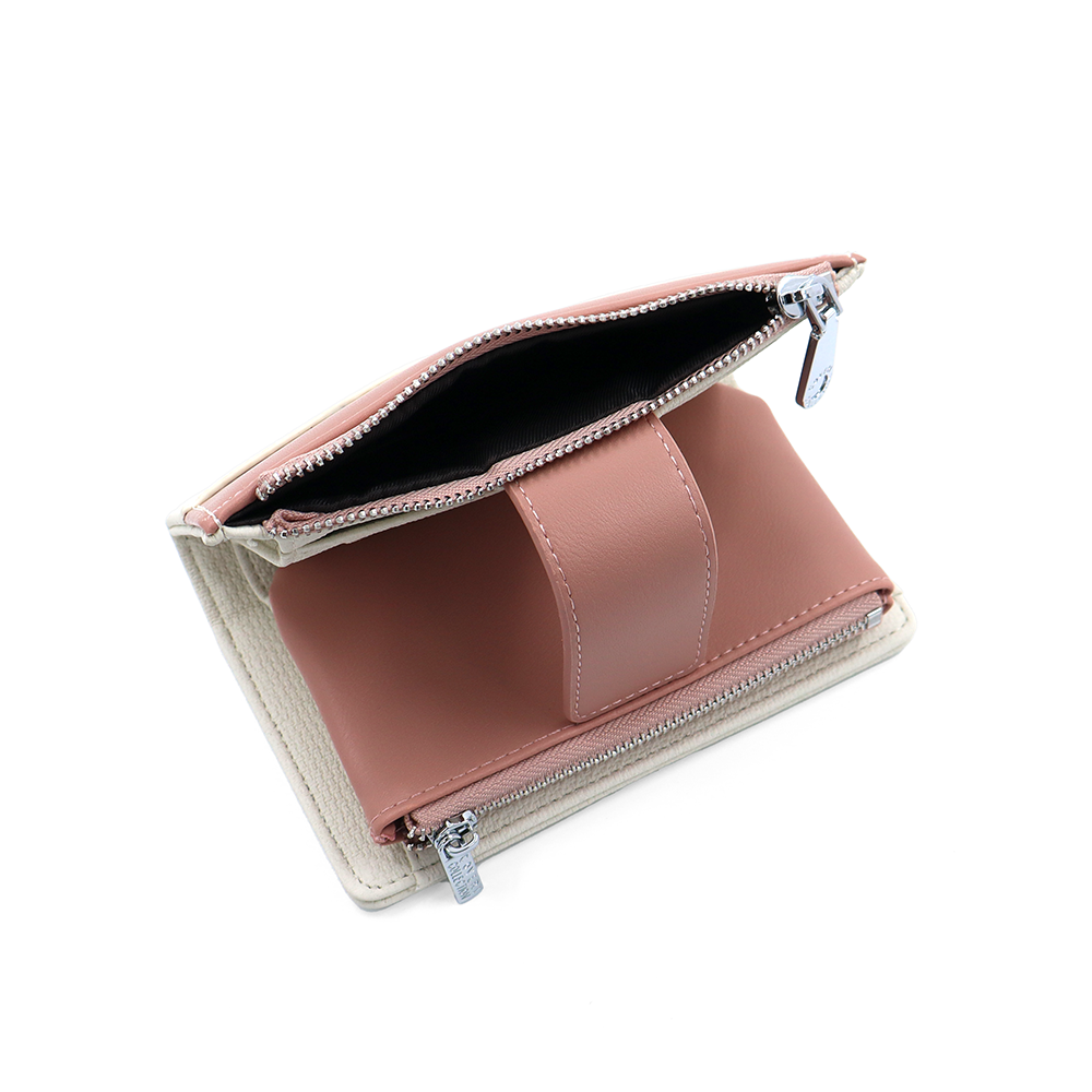 Női pénztárca sok rekesszel – bézs/rózsaszín