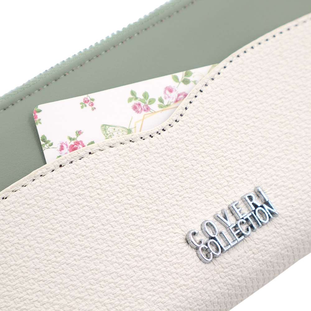 Női pénztárca sok rekesszel – bézs/zöld