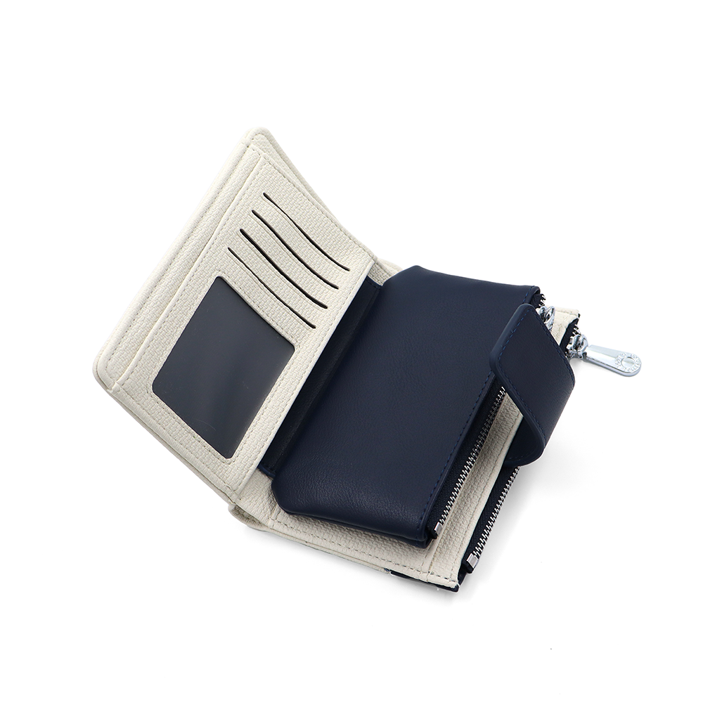 Női pénztárca sok rekesszel – bézs/sötétkék