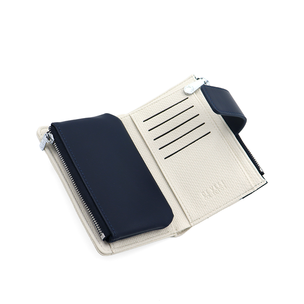 Női pénztárca sok rekesszel – bézs/sötétkék