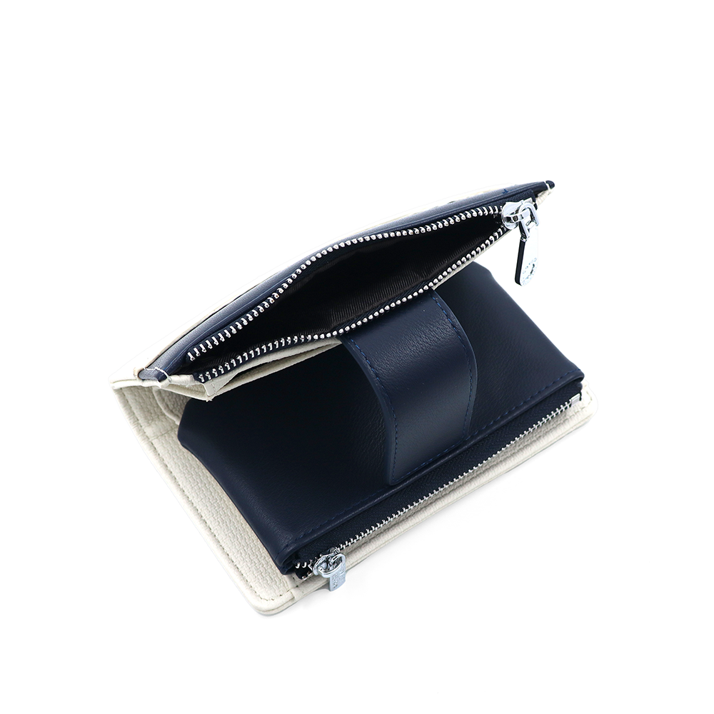 Női pénztárca sok rekesszel – bézs/sötétkék