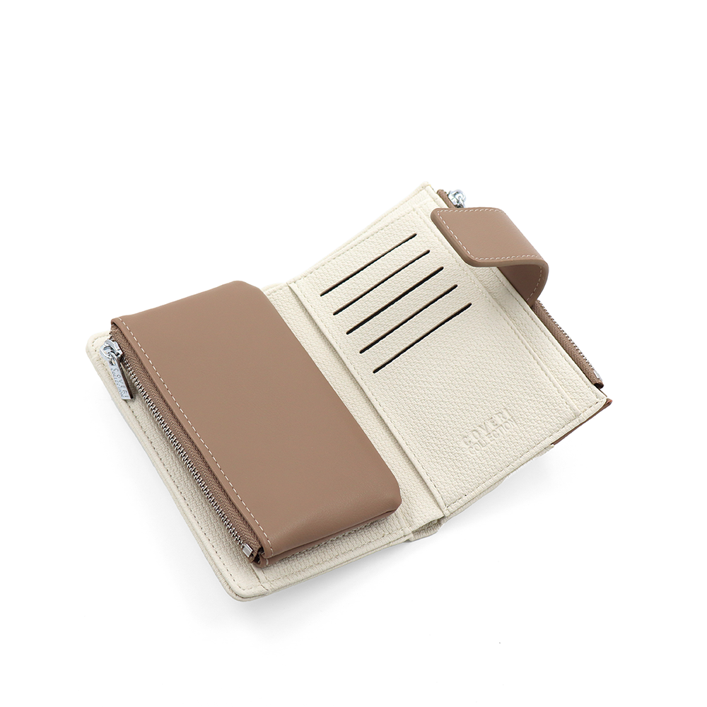 Női pénztárca sok rekesszel – bézs/világosbarna