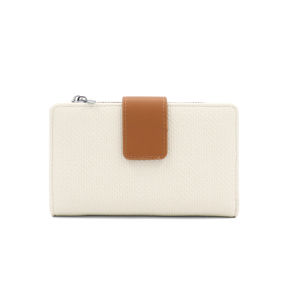Női pénztárca sok rekesszel – bézs/téglabarna