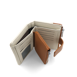 Női pénztárca sok rekesszel – bézs/téglabarna