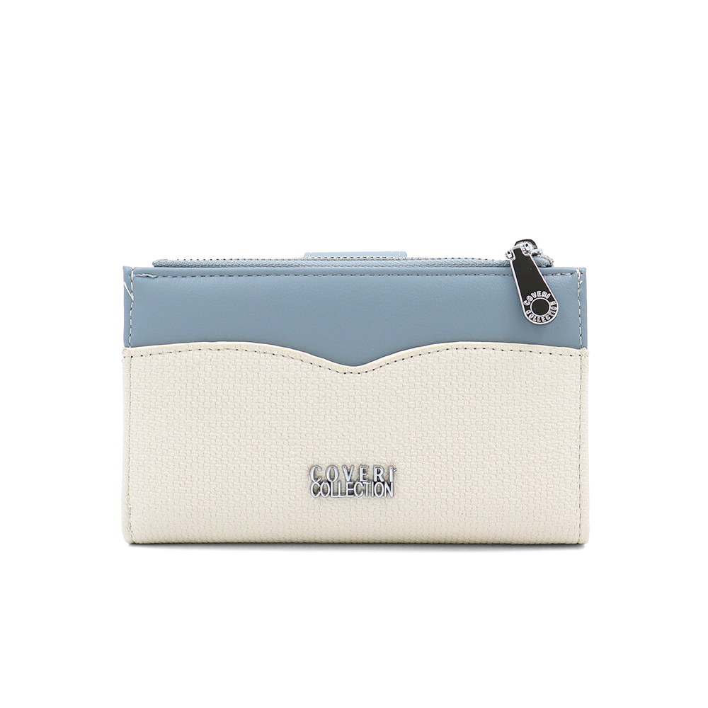 Női pénztárca sok rekesszel – bézs/kék
