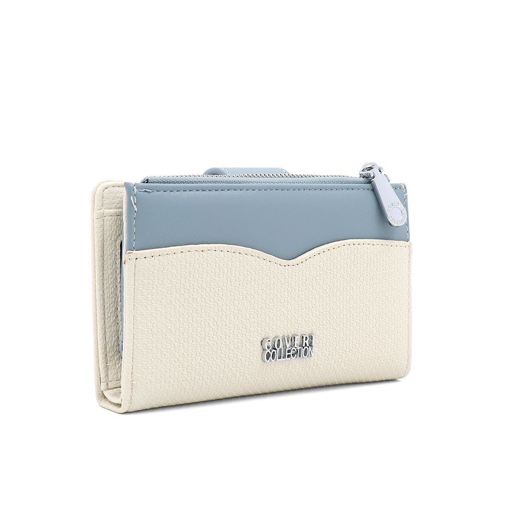 Női pénztárca sok rekesszel – bézs/kék