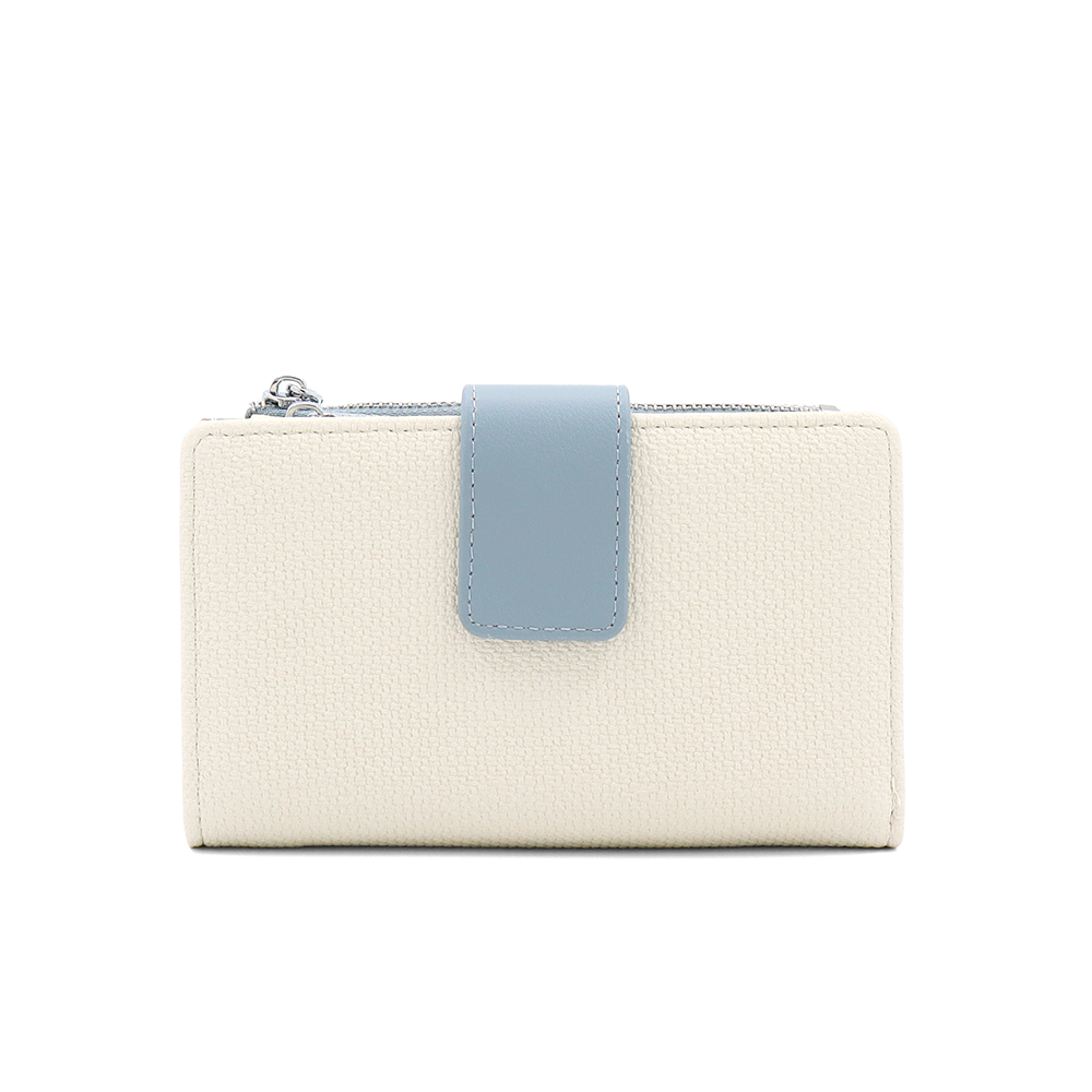 Női pénztárca sok rekesszel – bézs/kék