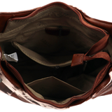 Női táska típusú táska tehénmintás dizájnnal és lógó pénztárcával – téglabarna