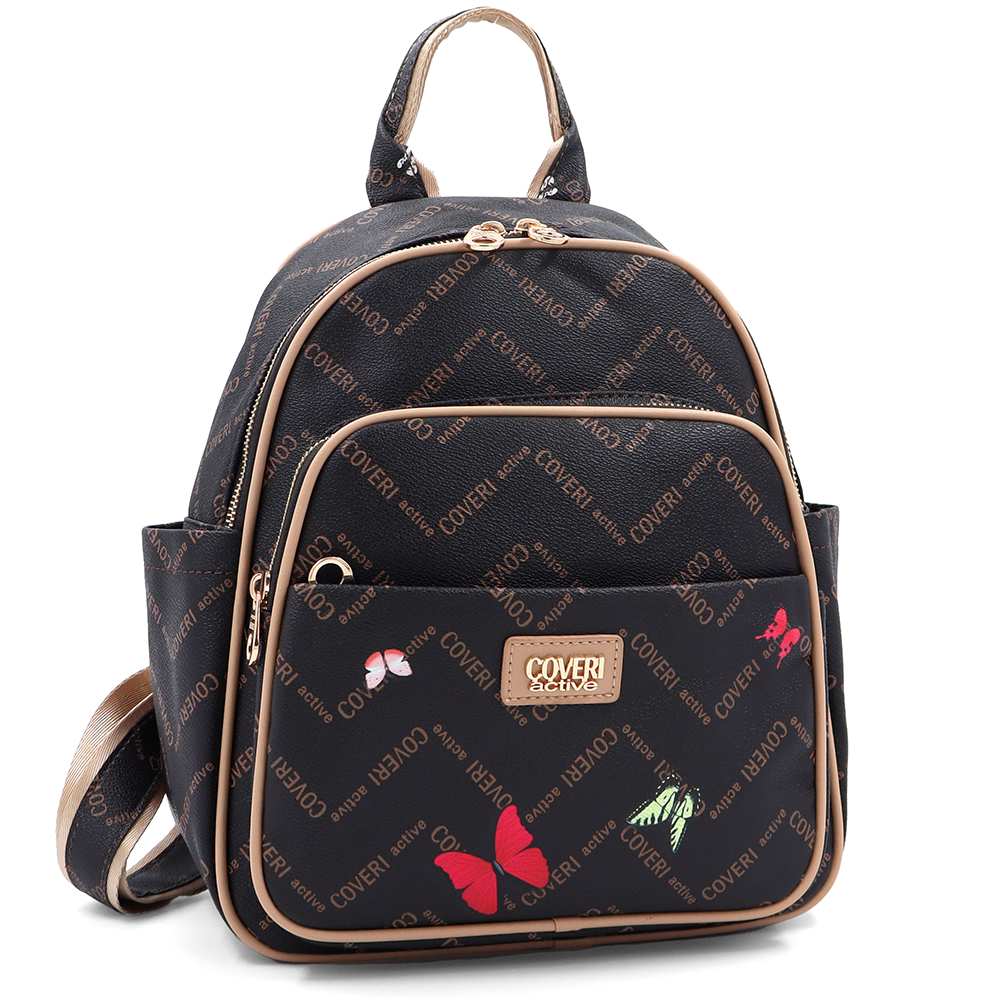 Női hátizsák mintás – sötétbarna