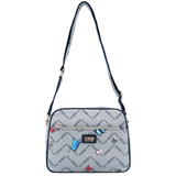 Női válltáska két rekesszel és mintával – kék