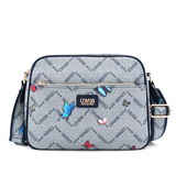 Női válltáska két rekesszel és mintával – kék