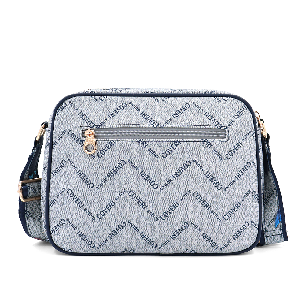 Női válltáska két rekesszel és mintával – kék