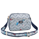 Női válltáska két rekesszel és mintával – kék