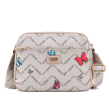 Női válltáska két rekesszel és mintával – világosbarna