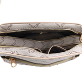 Női válltáska két rekesszel és mintával – világosbarna