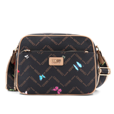 Női válltáska két rekesszel és mintával – sötétbarna