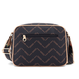 Női válltáska két rekesszel és mintával – sötétbarna