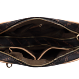 Női válltáska két rekesszel és mintával – sötétbarna