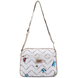 Női válltáska két rekesszel és mintával – bézs