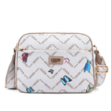 Női válltáska két rekesszel és mintával – bézs