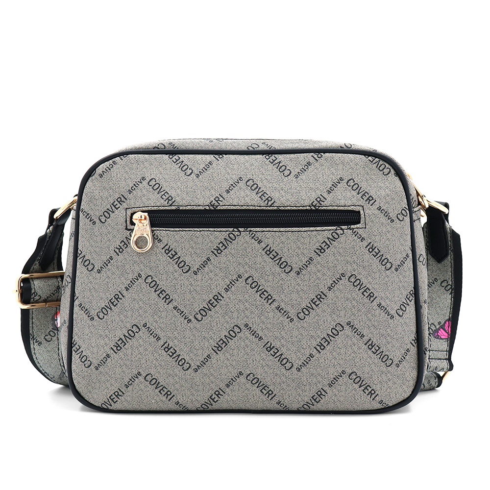 Női válltáska két rekesszel és mintával – szürke