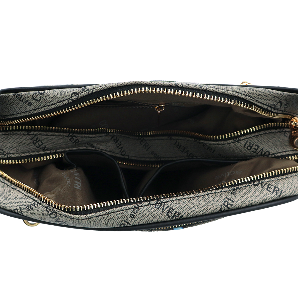 Női válltáska két rekesszel és mintával – szürke