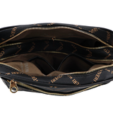 Női válltáska két rekesszel és mintával – fekete