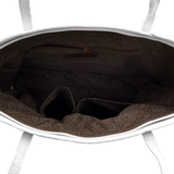 Nagy női táska típusú táska hímzett virágmintával – fehér