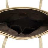 Nagy női táska típusú táska hímzett virágmintával – világosbarna