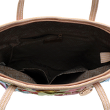 Nagy női táska típusú táska hímzett virágmintával – rózsaszín