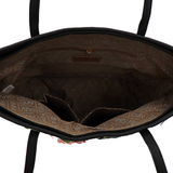 Nagy női táska típusú táska hímzett virágmintával – fekete