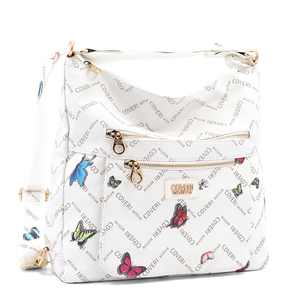 2 az 1-ben – Táska és hátizsák mintás – fehér