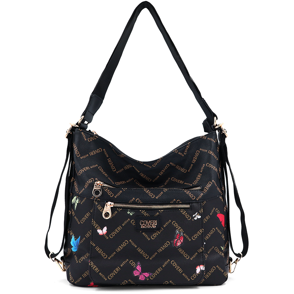 2 az 1-ben – Táska és hátizsák mintás – fekete