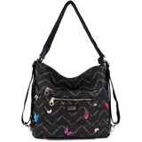 2 az 1-ben – Táska és hátizsák mintás – fekete