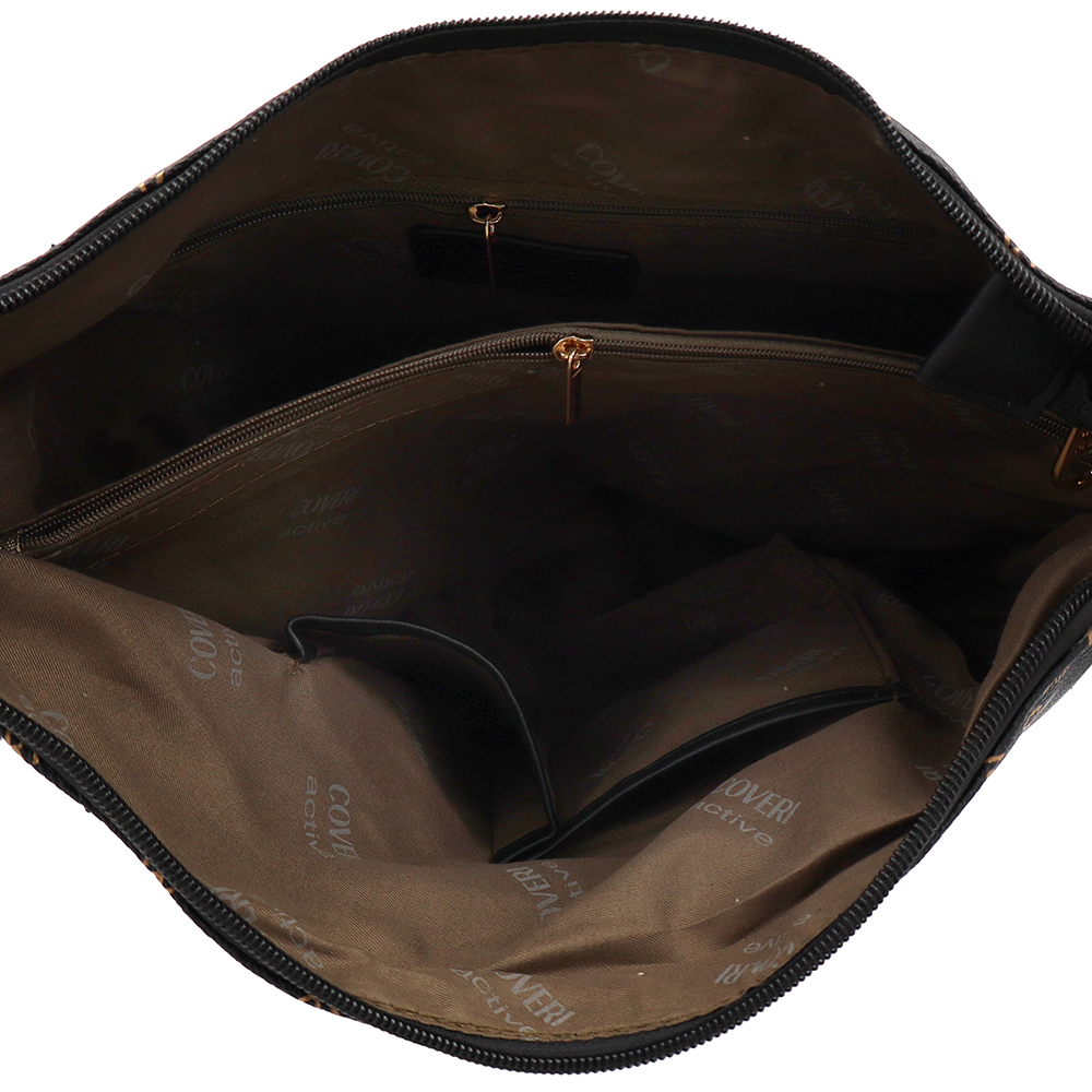 2 az 1-ben – Táska és hátizsák mintás – fekete