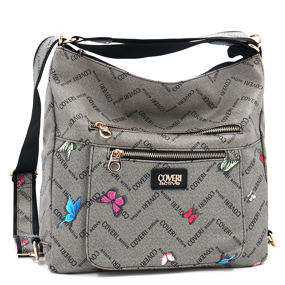 2 az 1-ben – Táska és hátizsák mintás – szürke