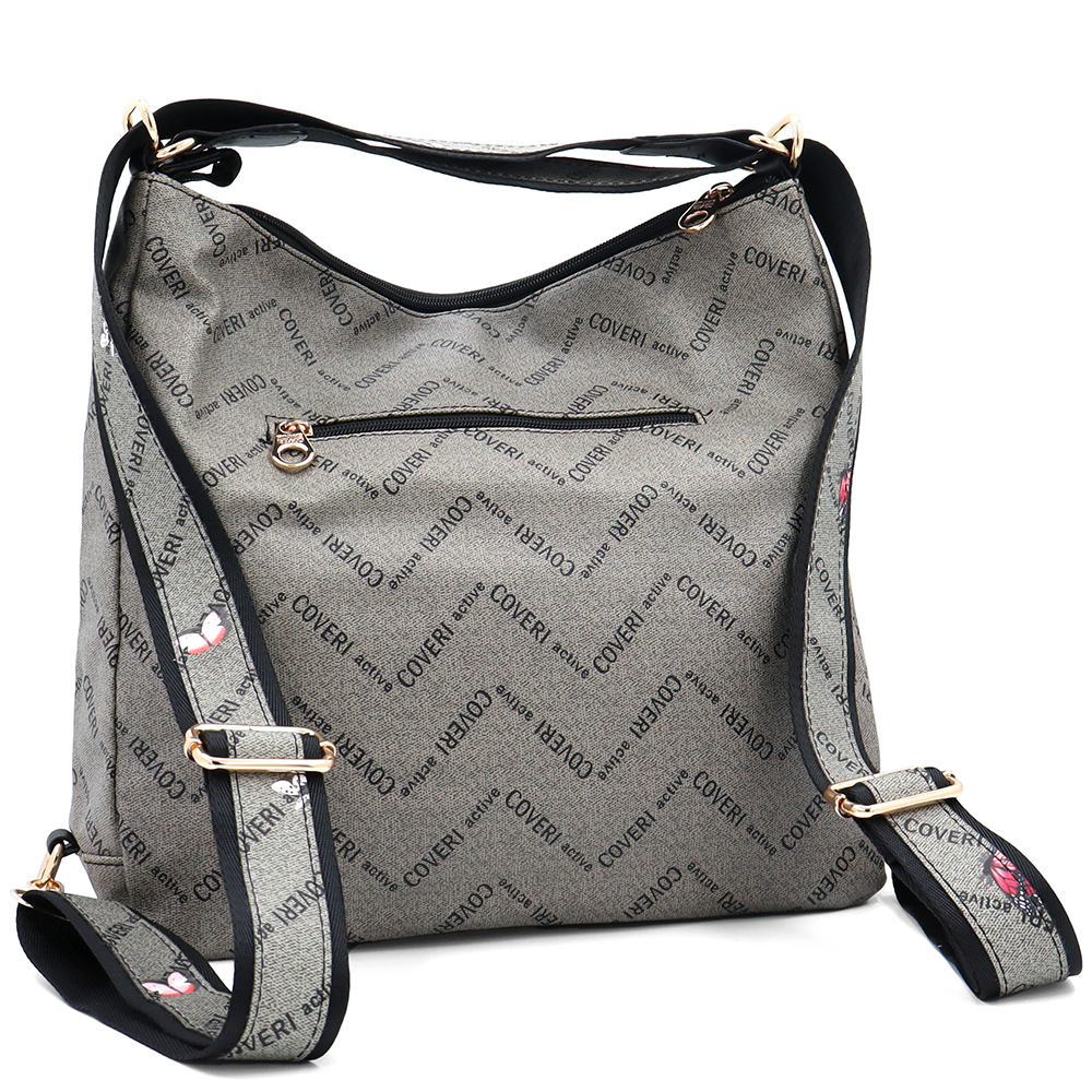 2 az 1-ben – Táska és hátizsák mintás – szürke