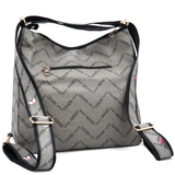 2 az 1-ben – Táska és hátizsák mintás – szürke