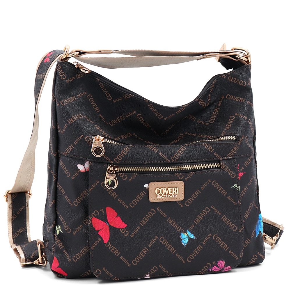 2 az 1-ben – Táska és hátizsák mintás – sötétbarna