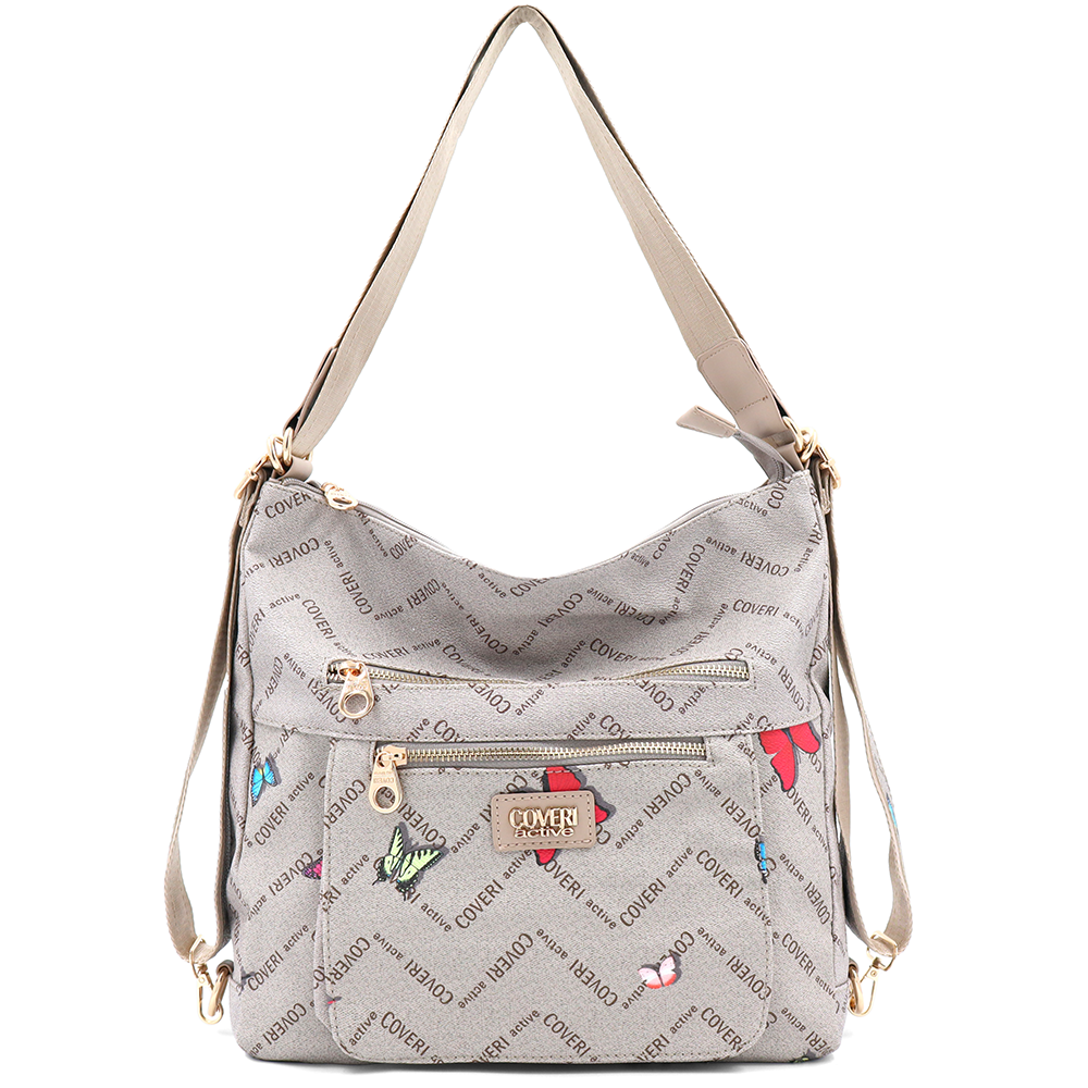 2 az 1-ben – Táska és hátizsák mintás – világosbarna