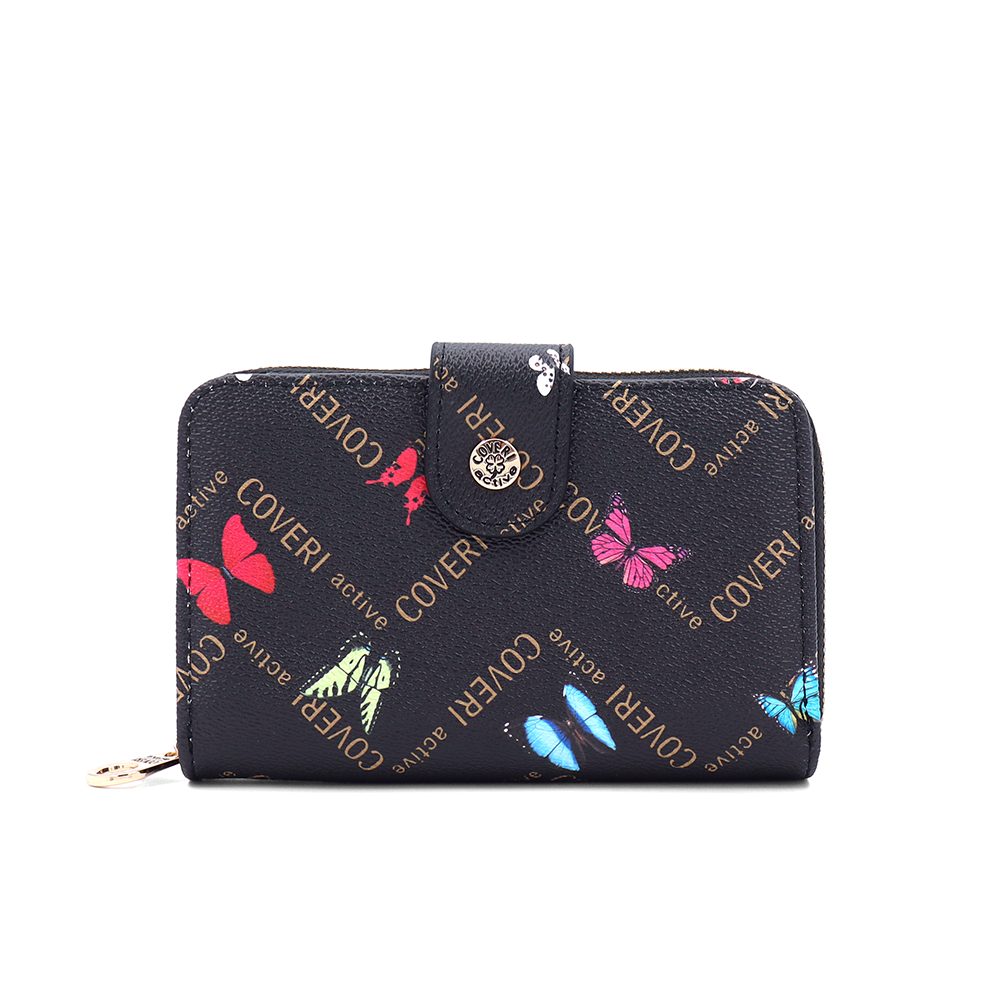 Női pénztárca mintás – fekete