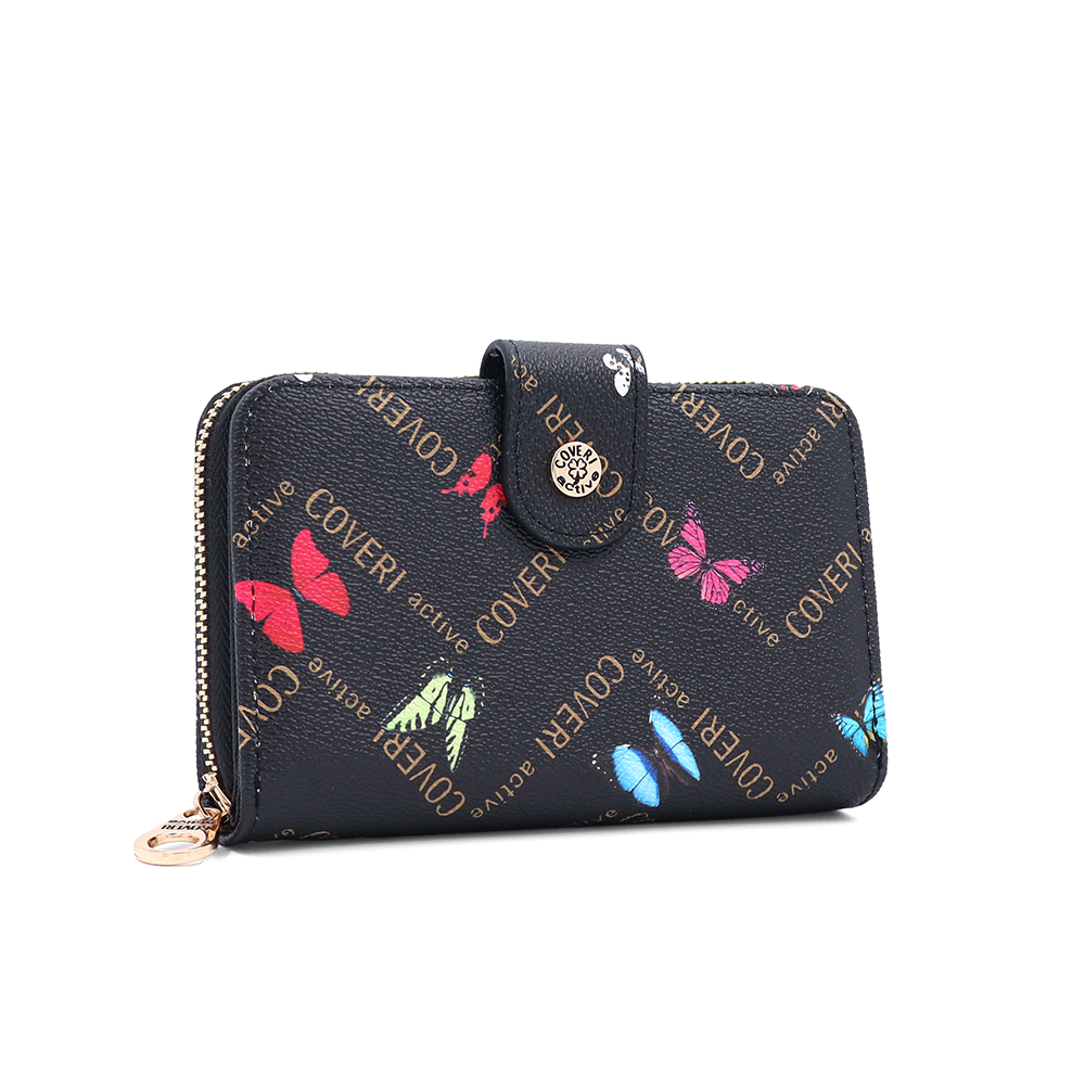 Női pénztárca mintás – fekete