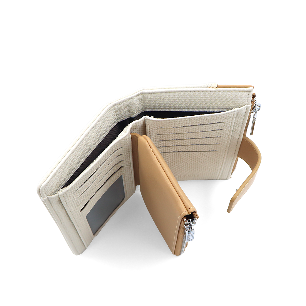 Női pénztárca sok rekesszel – bézs/mustársárga