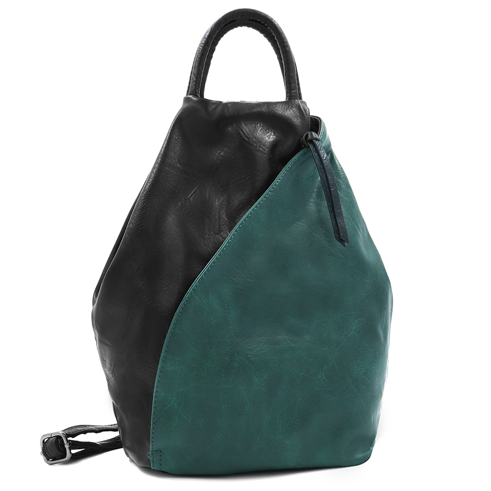 Női hátizsák titkos záródással - fekete/zöld
