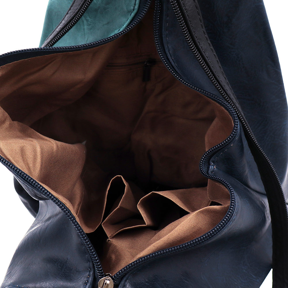 Női hátizsák titkos záródással - sötétkék/türkiz