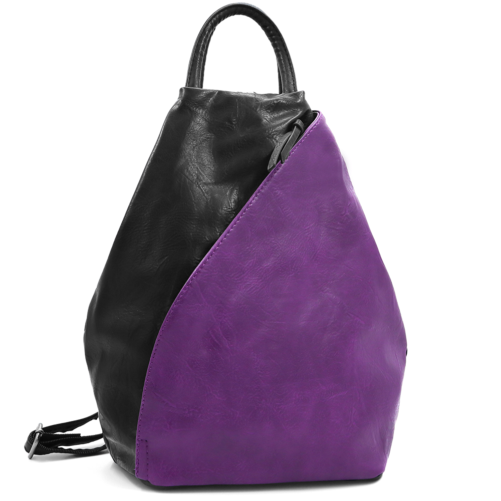 Női hátizsák titkos záródással - fekete/lila