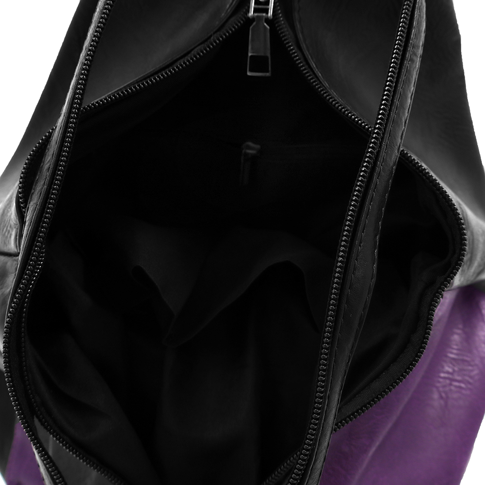 Női hátizsák titkos záródással - fekete/lila